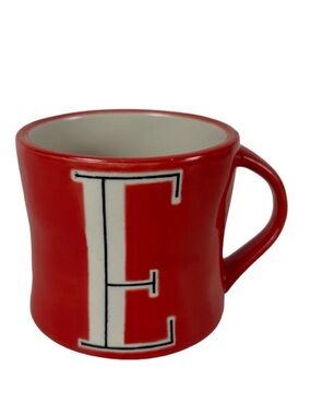 Anthropologie Red E Monogram Coffee Tea Mug